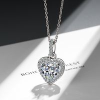 Fashion Heart Shape Copper Plating Zircon Pendant Necklace main image 5