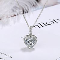 Fashion Heart Shape Copper Plating Zircon Pendant Necklace main image 3