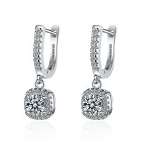 1 Pair Fashion Square Copper Plating Zircon Drop Earrings main image 1