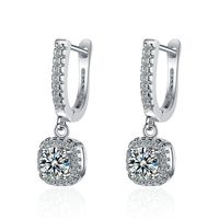 1 Pair Fashion Square Copper Plating Zircon Drop Earrings main image 3