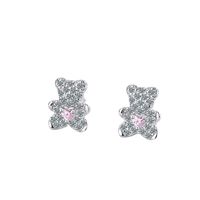 1 Paire Mode Ours Le Cuivre Incruster Zircon Boucles D'oreilles main image 4