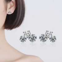 1 Pair Simple Style Geometric Copper Plating Zircon Ear Studs main image 3