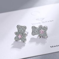 1 Paire Mode Ours Le Cuivre Incruster Zircon Boucles D'oreilles main image 2