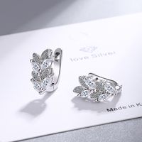 1 Pair Fashion Leaf Copper Plating Zircon Earrings main image 5