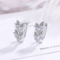 1 Pair Fashion Leaf Copper Plating Zircon Earrings main image 1