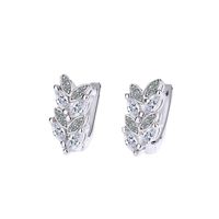 1 Pair Fashion Leaf Copper Plating Zircon Earrings main image 4