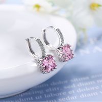 1 Pair Fashion Square Copper Plating Zircon Earrings main image 3