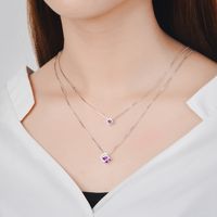 1 Piece Fashion Square Copper Plating Inlay Zircon Layered Necklaces main image 5