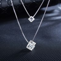 1 Piece Fashion Square Copper Plating Inlay Zircon Layered Necklaces main image 4