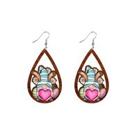1 Pair Retro Rabbit Water Droplets Wood Easter Women's Drop Earrings sku image 3