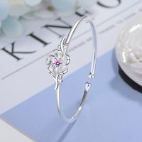 1 Piece Simple Style Flower Copper Inlay Zircon Wristband main image 4