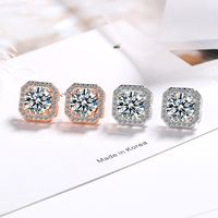 1 Pair Simple Style Square Copper Inlay Zircon Ear Studs main image 1