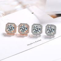 1 Pair Simple Style Square Copper Inlay Zircon Ear Studs main image 6