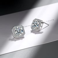 1 Pair Simple Style Square Copper Inlay Zircon Ear Studs main image 2