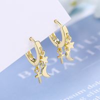 1 Pair Fashion Star Moon Copper Plating Drop Earrings sku image 2