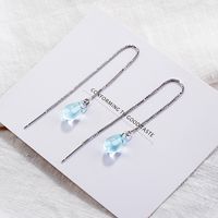 1 Pair Fashion Water Droplets Copper Inlay Artificial Crystal Ear Line main image 2