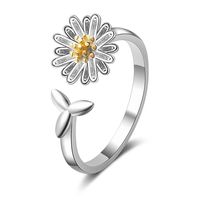 1 Piece Cute Leaf Daisy Copper Plating Open Ring main image 2