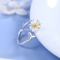 1 Piece Cute Leaf Daisy Copper Plating Open Ring main image 5