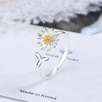 1 Piece Cute Leaf Daisy Copper Plating Open Ring sku image 1