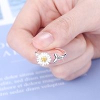1 Piece Cute Leaf Daisy Copper Plating Open Ring main image 3