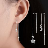1 Pair Fashion Star Moon Copper Inlay Zircon Ear Line sku image 1