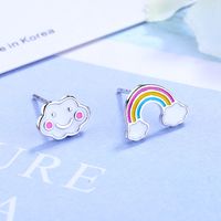 1 Pair Cute Clouds Rainbow Copper Epoxy Ear Studs main image 1