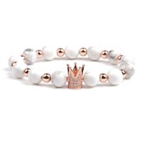 Vente Chaude 8mm Oeil De Tigre Pierre Givrée Poudre Spar Cuivre Perle Couronne Bracelet sku image 3