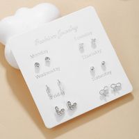 Korean Version Of Autumn And Winter Earrings Set Temperament Pearl Bow Earrings Wholesale sku image 15