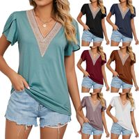 Women's T-shirt Short Sleeve T-shirts Patchwork Casual Solid Color main image 6