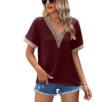Women's T-shirt Short Sleeve T-shirts Patchwork Fashion Solid Color main image 5