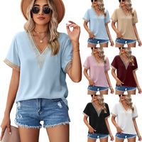 Women's T-shirt Short Sleeve T-shirts Patchwork Fashion Solid Color main image 6