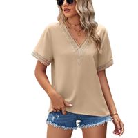 Women's T-shirt Short Sleeve T-shirts Patchwork Fashion Solid Color main image 2