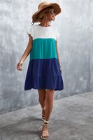 Women's Tiered Skirt Fashion Round Neck Patchwork Ruffles Short Sleeve Color Block Above Knee Daily main image 4
