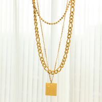 Retro Square Titanium Steel Plating Necklace main image 4