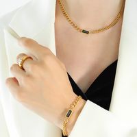 Fashion Rectangle Titanium Steel Inlay Zircon Bracelets Necklace main image 1