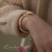 1 Piece Fashion Solid Color Freshwater Pearl Copper Bracelets main image 5