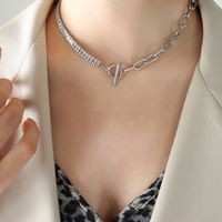 Titanium Steel Fashion Geometric OT Buckle Patchwork Zircon Bracelets Necklace sku image 3