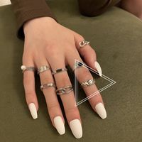 Retro Smiley Face Silver Plated Plating Women's Rings 1 Piece sku image 10