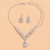 Luxurious Solid Color Rhinestone Plating Silver Plated Jewelry Set main image 9
