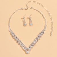 Luxurious Solid Color Rhinestone Plating Silver Plated Jewelry Set main image 8