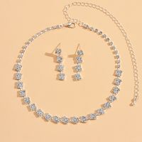 Luxurious Solid Color Rhinestone Plating Silver Plated Jewelry Set main image 7