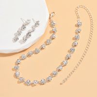 Luxurious Solid Color Rhinestone Plating Silver Plated Jewelry Set main image 6