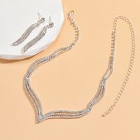 Luxurious Solid Color Rhinestone Plating Silver Plated Jewelry Set main image 5