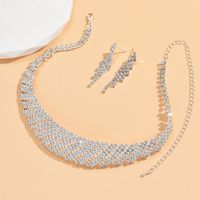 Luxurious Solid Color Rhinestone Plating Silver Plated Jewelry Set main image 4