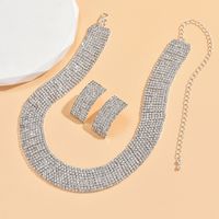 Luxurious Solid Color Rhinestone Plating Silver Plated Jewelry Set main image 3