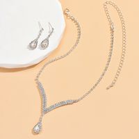 Luxurious Solid Color Rhinestone Plating Silver Plated Jewelry Set main image 2