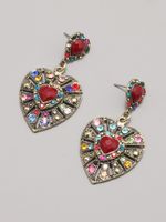 1 Pair Fashion Heart Shape Alloy Inlay Rhinestones Women's Drop Earrings main image 2