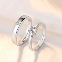 1 Piece Simple Style Solid Color Copper Inlay Rhinestones Open Ring main image 3