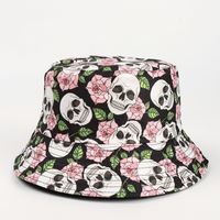 Unisex Fashion Skull Printing Wide Eaves Bucket Hat sku image 3