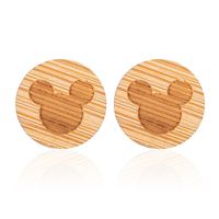 1 Pair Fashion Map Wood Women's Earrings Ear Studs sku image 2